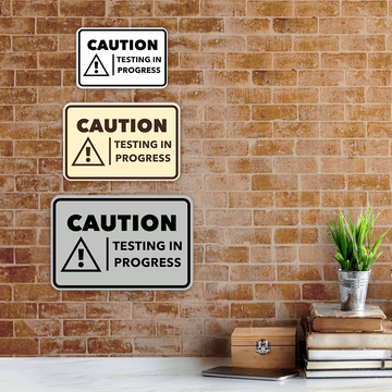 Signs ByLITA Classic Framed Caution Testing In Progress Door or Wall Sign Easy Installation | Health And Safety | Building And Hospitality Signs